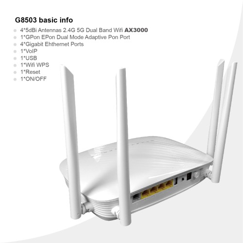 Newest EPon ONU GPon AX3000 Wifi6 Fiber modem router 4GE